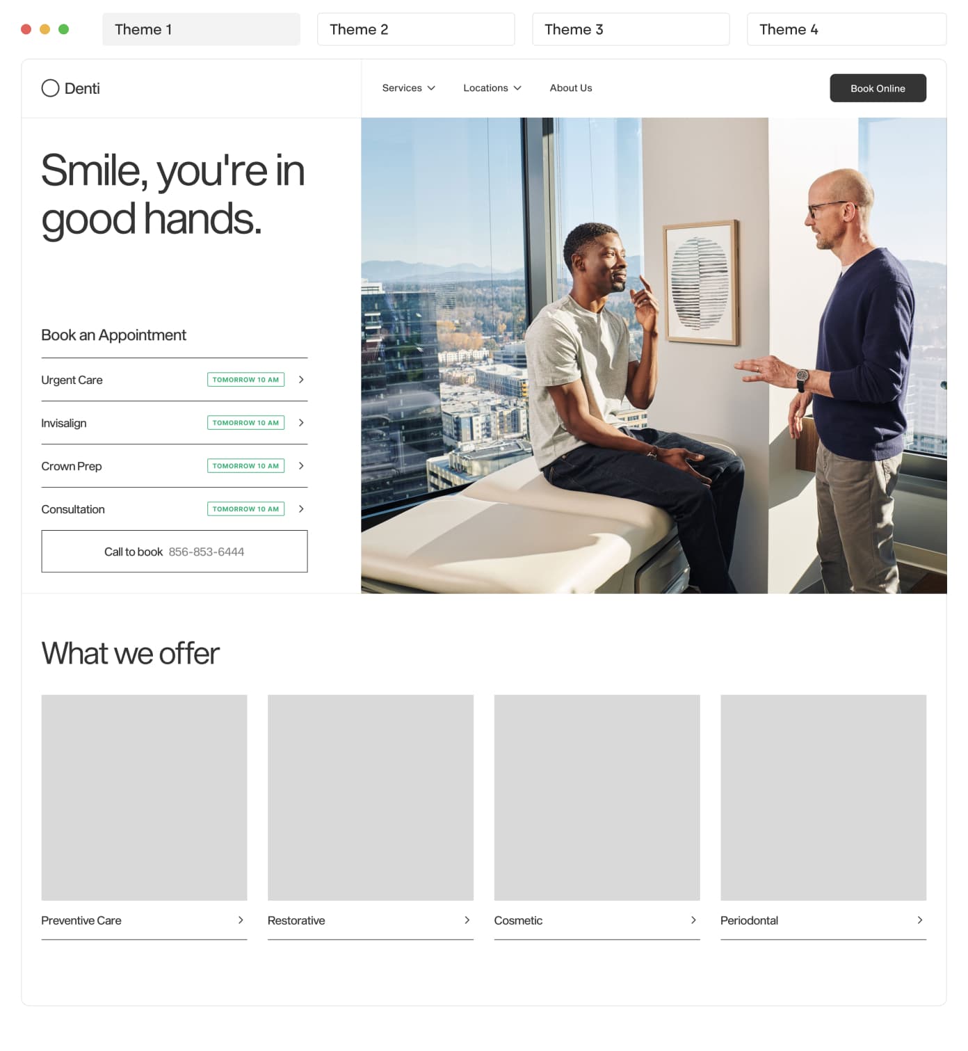 Alfred’s dental website design, with services, locations, and online booking